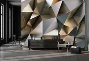 Cliouar-Metal Polygon Geometry Wall Mural Wallpaper for Bedroom Living Room 103/'' x 69/'' (Not Self Adhesive) (sxj-260cm(Cliouar))