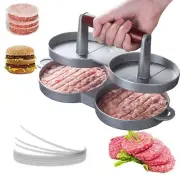Burger Patty Maker Aluminum Double Hamburger Press Patty Maker Wood Handle Me...