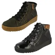 Ladies Rieker Patterned Cuff Detailed Ankle Boots - M6434