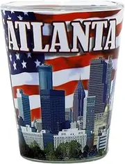 Atlanta Georgia USA Flag and Skyline Collage Glassware Shot Glass CTM