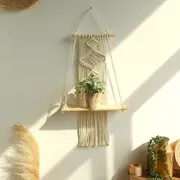 Boho Macrame Wall Shelf for Home Decor