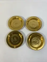 VTG Continental Airlines 4 Disposable Gold Tone Ashtrays Houston/Miami Non-Stop