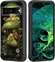 wiaekosef for Pixel 7a Case,Heavy Duty Dual Layer Hard PC & Soft Silicone Rugged Bumper Shockproof Protective Case for Google Pixel 7a 6.1 Inch 2023,Cute Frog Mushroom