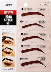 Kiss New York Professional Instant Brow Stamp and Stencil Kit Powder Stamp Eyebrow Shaping Kit (Stencil-Natural)