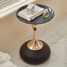 Small Low Side Table Space Saving Metal Base Corner Table for Balcony Bedroom