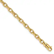 Solid 14K Yellow Gold 8.25 inch 5mm Hand Polished Fancy Link with Lobster Clasp Bracelet
