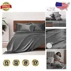 Soft and Breathable Full Size Satin Bedding Set - 6 Pcs with 600 Thread Count