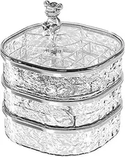 [APLVFFZH] Rotating Jewelry Box Earrings Holder 360° Rotation Trendy 3 Layer Jewelry Organizer Jewelry Tray Case for Necklaces Rings