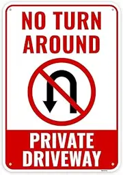 1PC No Turn Around Driveway Sign, 13 x 9 Inches - Aluminum - Private Drive No Turnaround Sign - Private Driveway Do Not Enter No Trespassing
