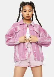 Blush Go My Own Way Tie Dye Denim Jacket