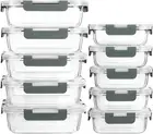 [10-Pack] Glass Meal Prep Containers with Lids, MCIRCO Food Storage gray