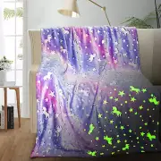 Unicorn Glow in The Dark Blanket, Unicorn Blanket for Girls/Kids, Kids Blanke...