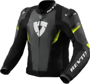 Revit Control perforated Motorcycle Leather Jacket, black-yellow, Size 56 for Men Black Yellow
