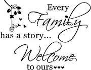 Wall Decals Stickers Inspirational, Every Family has a Story Welcome to Ours, Vinyl Positive Wall Saying Motivational Quotes Decal Motivational Wall Quote Sayings Wall Stickers DIY Home Decors