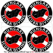 HUNGARY SCUBA DIVING Flag-Hungarian Map Shape Circular Stickers, Decals 50mm x4