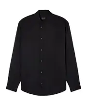 textured mandarin-collar shirt IT41,IT40 Black