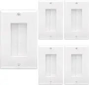 LEENUE Brush Wall Plate, 5 Pack Single Gang Wall Plate Cable Pass Through for Low Voltage Wires, Cord Hider for Wall Mount TV, White LE176