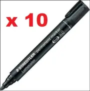 10x Staedtler Lumocolor permanent marker 352 bullet tip al surfaces fast dry BLK