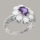 Solid 925 Sterling Silver Natural Amethyst, Opal Cluster Ring-Sizes 4 to 12