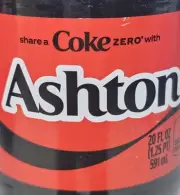 Share a Coke with Ashton 2025 Personalized Gift Coca~Cola Bottle 20oz Zero