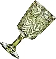 Mikinona Retro Embossed Glass Goblet Elegant Water Cup with Leaf Pattern Design for Drinks for Parties and Gatherings Lightweight Stable Structure