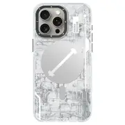 For iPhone 15 Pro Max Soft TPU Phone Case Compatible with MagSafe Metal Lens Frame IMD Phone Cover