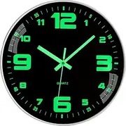 12inch Luminous Silent Wall Clocks Battery-Operated Night Light Non-Ticking Quartz Movement Glow in The Dark Wall Clock for Bedroom Living Room Home Decor