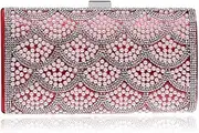 [Flower shave] Pearl Fashion Girls Diagonal Bag, European and American Banquet Festival Clutch, Simple Fashion Party Clutch, Buckle Safety Ladies Clutch (22 * 5 * 11.5),Red