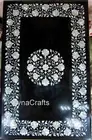 Shiny Gemstone Inlay Work Dining Table Top Black Marble Kitchen Table for Hotel