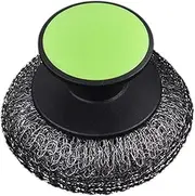 Steel Scrubber for Dishes - Hand Pot Scrub Brush | Green Stainless Steel Scrubber | Heavy Duty Pot Brush | Dishes Brush with Handle | Cleaning Non-Slip Palm Scouring Pad for Sink, Household &