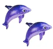 2 Large 36" Purple Galaxy Dolphin Colorful Dolphin Inflatable Pool Toy - Inflate