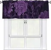 LHBWCVN Purple Valances for Windows, Rod Pocket Window Treatment Drapes Farmhouse Kitchen Curtains Short Blackout Window Curtains for Living Room Bedroom Decor 54x18 Inch