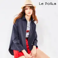 在飛比找momo購物網優惠-【Le Polka】深海藍前短後長襯衫-女