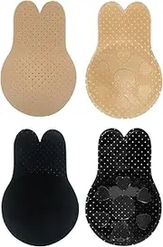 [LHLZNB] Invisible Backless Bra Strapless -Adhesive Silicone Push Up Bra Cups with Removable Strap, Reusable Nipple Covers for Wedding Deep V Dresses，Stick.