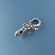 Sterling Silver Double Openings Sunflower Lobster Claw Clasp Connector #44065