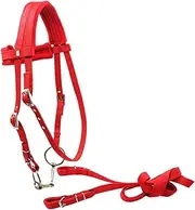 Oshhni Horse Bridle with Rein Halter Removable Snaffle Bit, Heavy Duty Synthetic Saddle Horse Leading Rope Headstall Equestrian Gear