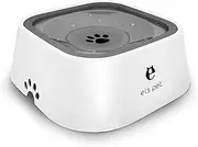 QUXIANG Dog Bowl Slow Water Feeder 35oz (1L) Splash Proof Anti Spill Dish Vehicle Carried Water Bowl for Dogs/Cats/Pets (Grey)