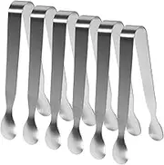 GLEAVI 6 pcs Stainless Steel Mini Tongs Sugar Cube Ice and Appetizer Serving Tongs for Parties Lightweight and Easy to Clean for Home and Kitchen Use
