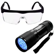 HQRP 365 nM Ultra Violet Blacklight Flashlight Torch Light+UV Protecting Glasses
