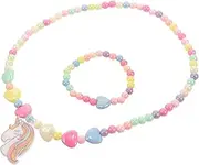 [TINEASUR] Girls Jewelry Set Beaded Necklace and Bracelet Kit Unicorn Necklace Decorative Toys for Girls