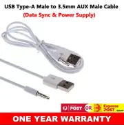 USB Type A Male to Aux 3.5mm Cable Audio Plug Headphone Jack Charger Adapter AU