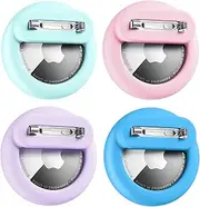 Air Tags-4 Pack Apples Holder Kids Hidden Case for Apple AirTag Holder Tracker with Safety Pin, Anti-Lost for Kids, Baby, Elderly, Luggage, Shoe, Clothes (B11-Mint Green+Pink +Purple+Sky Blue)