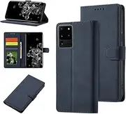 [YocoverTech] for Samsung S21 Ultra Wallet Case,for Galaxy S21 Ultra 5G Case[6.8"] Retro Matte PU Leather Wallet Flip Cover with RFID Blocking Card Slots Magnetic Closure Kickstand Cover-Navy Blue