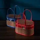 Handheld Elliptical Bamboo Basket Chinese Style Bamboo Egg Basket Outdoor