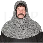 Chainmail Coif Aluminium Riveted Medieval Chain mail Hood Reenactment LARP