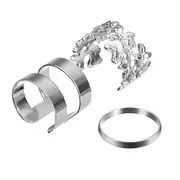 8 Sets Hollow Out Leaves Band Midi Knuckle Finger Rings Set Gold Plated SILVER COLOUR