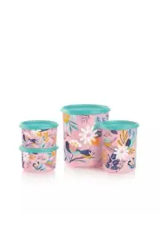 Tupperware Blushing Meadow One Touch Canister Canisters Set New