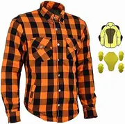 Men Motorcycle Flannel Lumberjack Orange Shirts Reinforced with Dupont™ Kevlar® Fiber