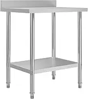 Kitchen Work Table with Backsplash 80x60x93 cm Stainless Steel,Food Service 13.9KG-51187