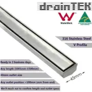 Custom Slim Shower Grate - Tile Insert - 45mm - Brushed Finish (Up to 1500mm)